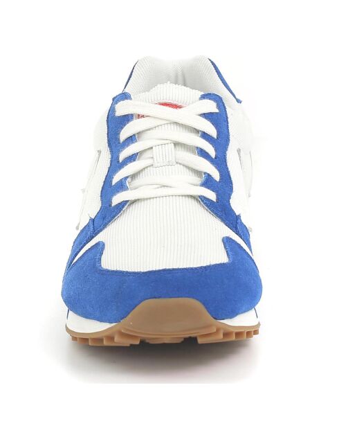 Sneakers en Velours de Cuir & Mesh Omega Made in France blanc/bleu/rouge